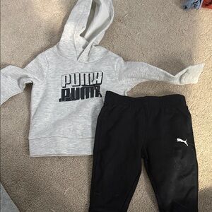 Puma Kids Gray Hoodie and Black Joggers